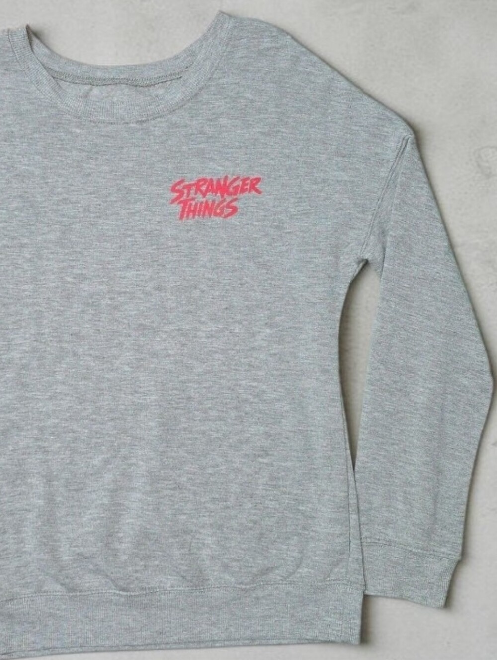 Stranger Things Lisenced Womens Size Medium Crew Neck Sweatshirt Light Grey
